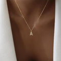 Fashion cross-border accessible luxury diamond-encrusted 26-letter necklace fashion copper micro-paved zircon pendant stainless steel ball necklace