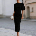 cross-border european & american women's clothing: summer maxi dress - high-end solid color bodycon sheath dress