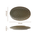 Retro stoneware oval ceramic long plate restaurant for home large capacity stylish fish plate sushi pastry dessert plate