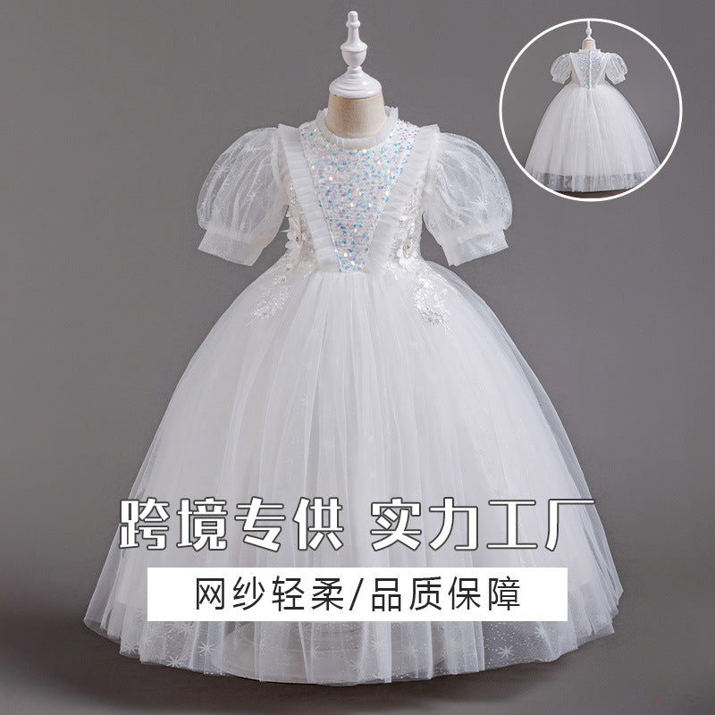 Yimingzhi girls' princess dress - mesh tulle tutu gown for birthday, first birthday, and special occasions - cross-border e-commerce