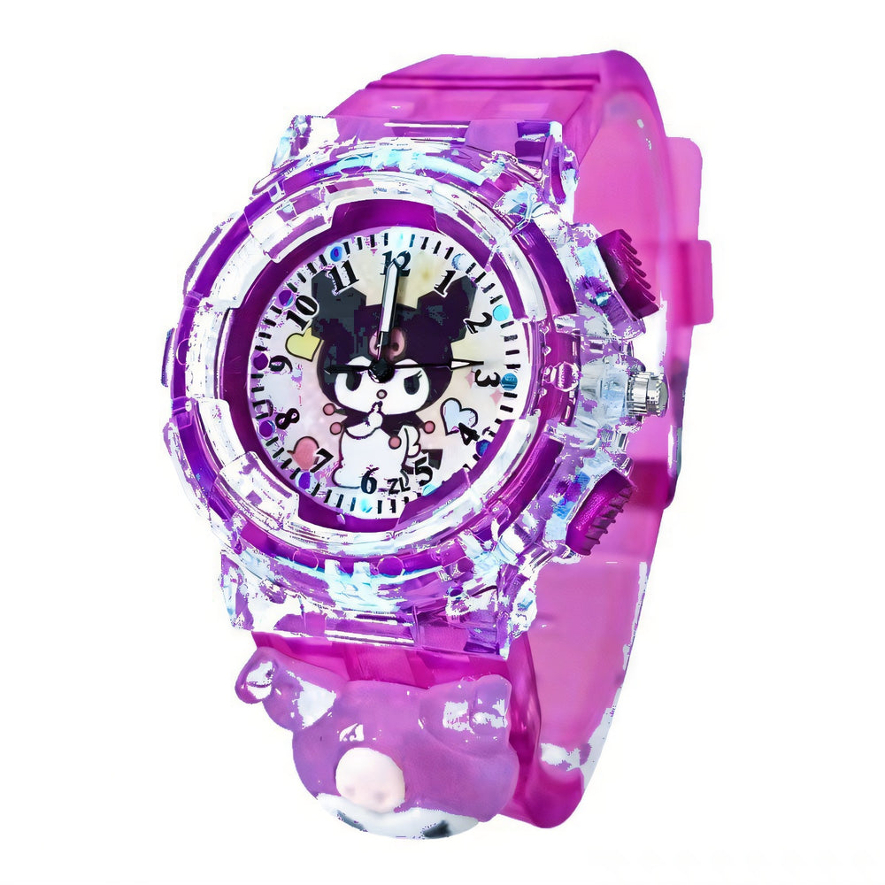 Kids' cartoon sanrio kuromi luminous electronic watch - girls' digital & analog quartz watch for elementary and middle school students