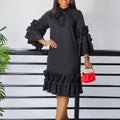 D488   summer/autumn new fashion casual ruffle bell sleeve plus size export dress