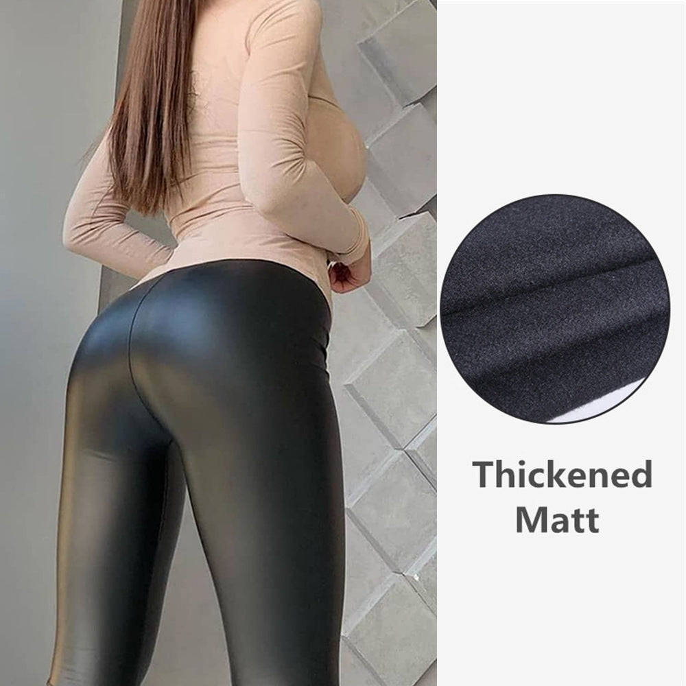Pu leather pants for women, european and american sexy ins style cross-border hot style, multi-color high waist leather pants for women, bottom pants, shiny tummy control
