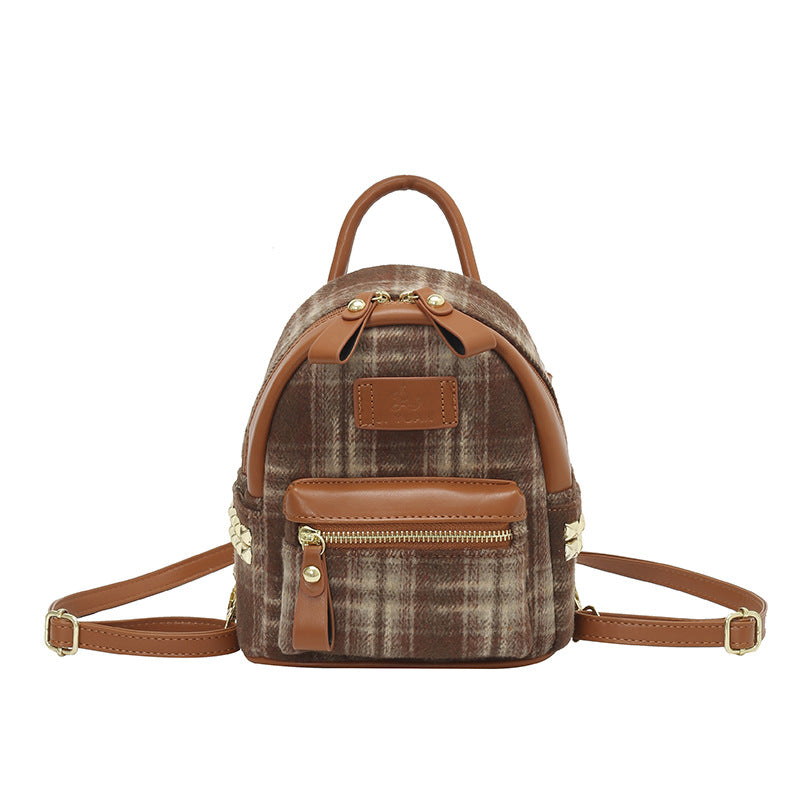 2025 trending wool plaid pillow bag women's new simple fashion backpack - ins style