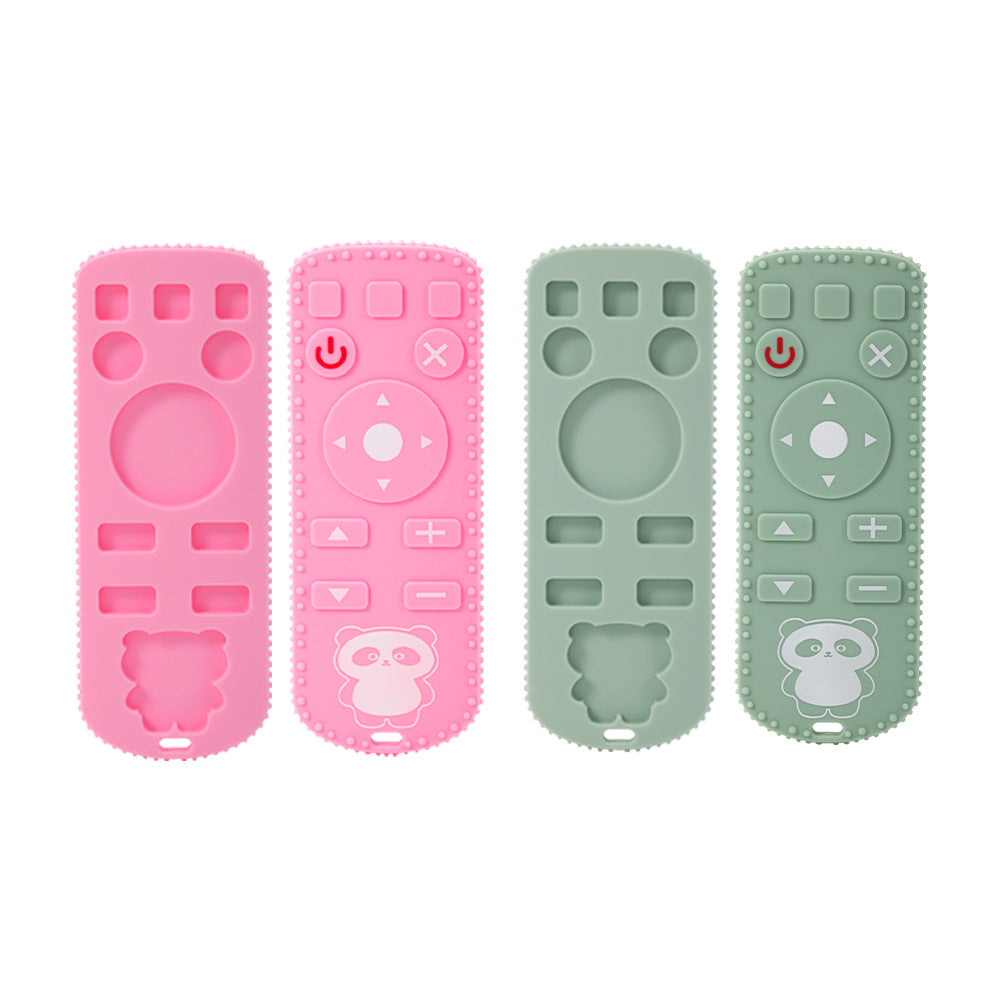 Customized silicone remote control Toothpaste baby platinum soft silicone odor-free baby tooth grinder panda bite glue bite