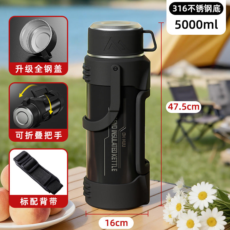 316 stainless steel large capacity collapsible handle thermos kettle - outdoor, car, portable water bottle - travel kettle wholesale with custom logo