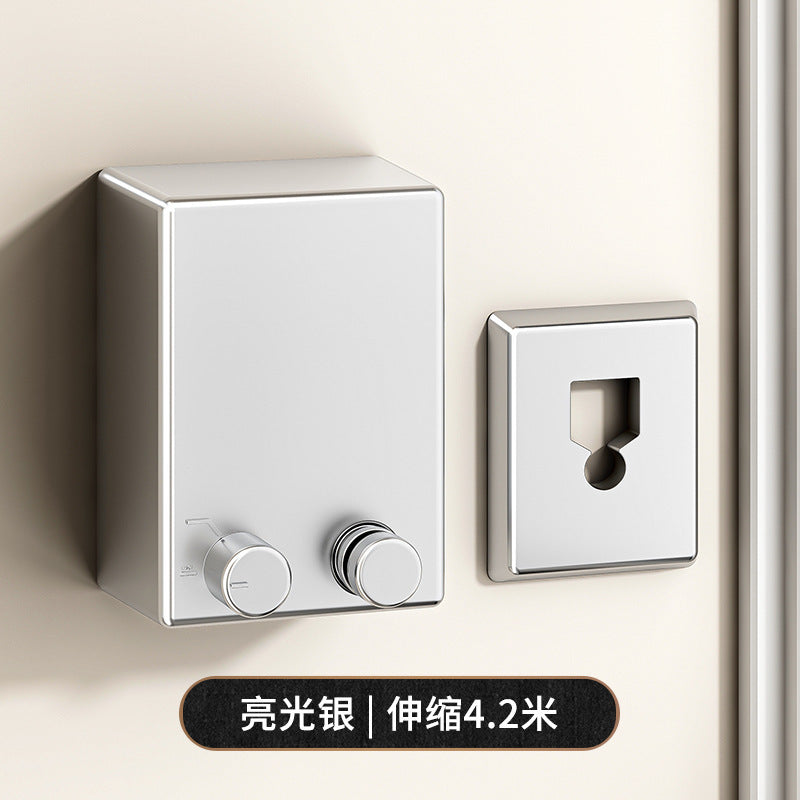 Balcony invisible clothesline gun gray clothes drying artifact rope indoor punch-free bathroom telescopic wire rope