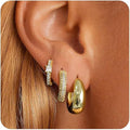 18k gold plated, hot-selling european and american cross-border style, minimalist cubic zirconia fashion women's earrings and hoops three-piece set