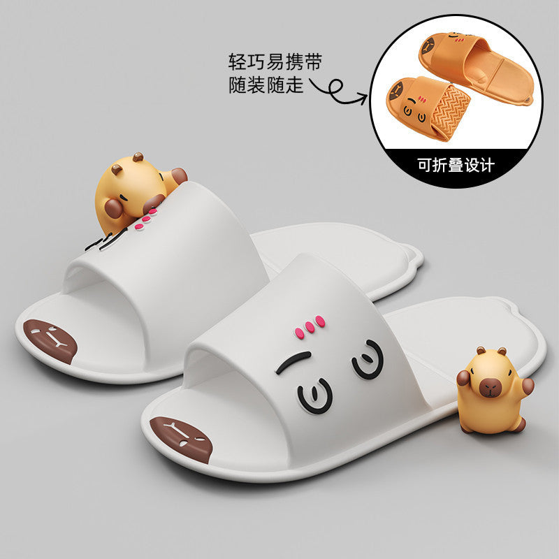 Eva foldable travel cartoon slippers - portable, non-slip disposable slippers for men and women, perfect for travel, business trips, and hotels