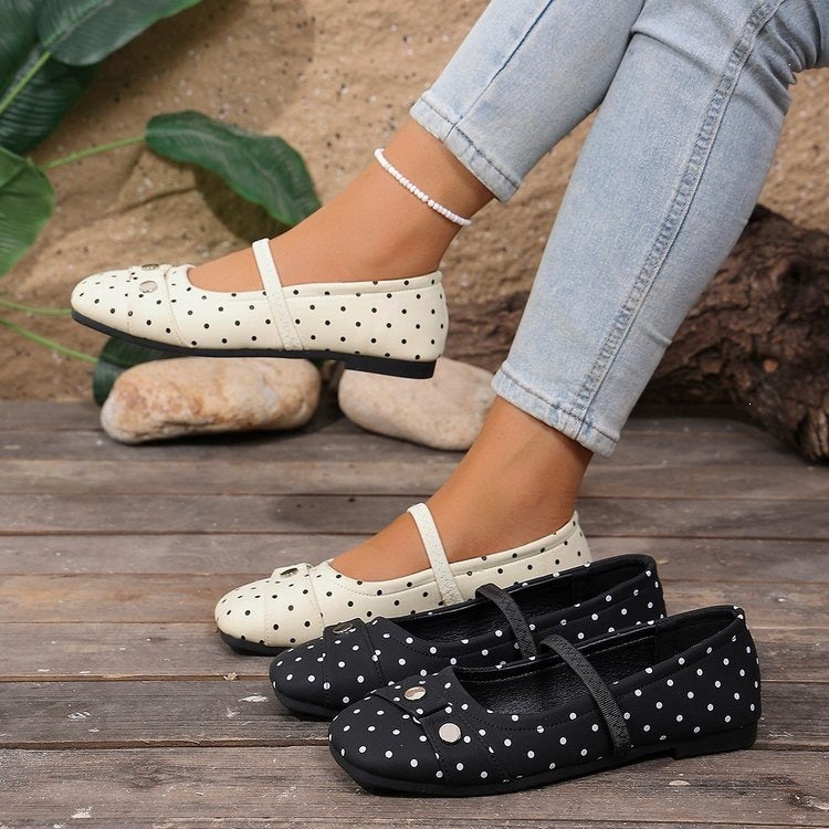 Exportplus size polka dot ballet style mary jane flats women's new arrivalautumoutwear evening shallow mouth women's flats