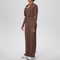 pure color brushed tight tank top wide-leg long three-piece set sports running fitness yoga suit