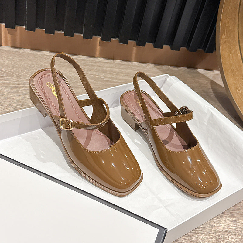 New southeast asian fashionable mary jane shoes, closed-toe sandals, closed-toe high heels, women's retro low-cut flats