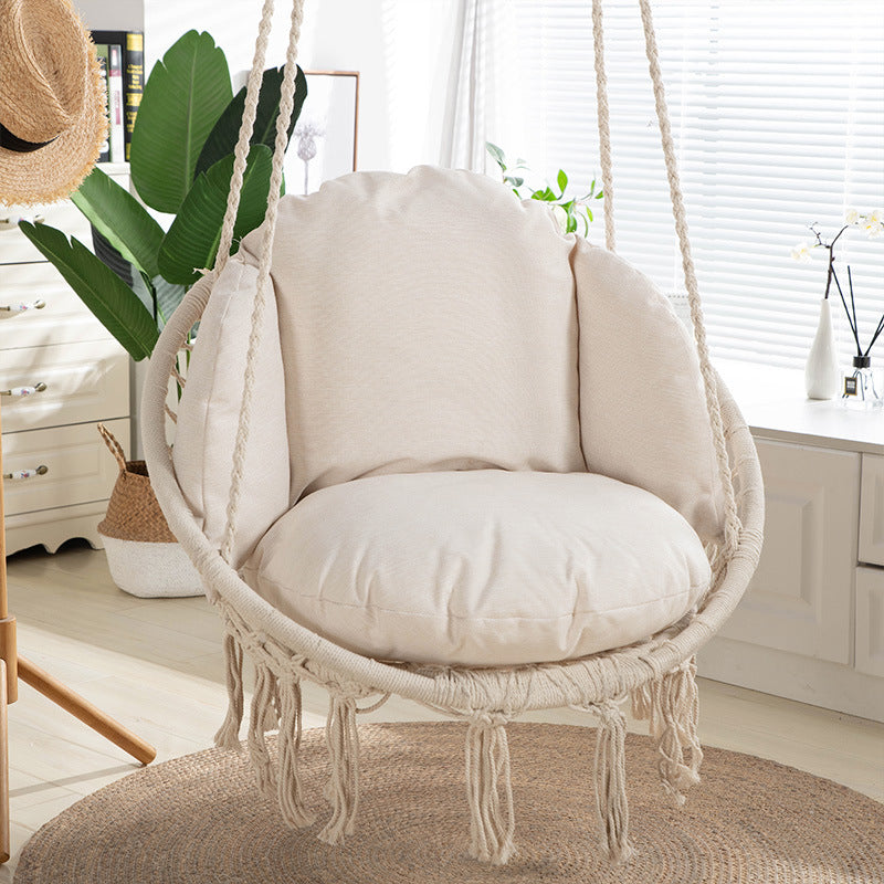 Japanese style hanging chair back cushion all-in-one thickened linen round lazy cushion bay window cushion floor tatami mat