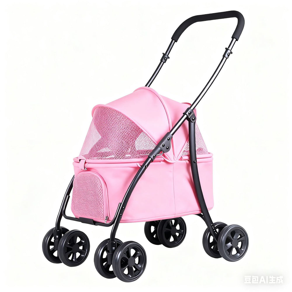 Lightweight foldable pet stroller cat dog four-wheel shock absorption stroller pet outdoor stroller teddy stroller wholesale