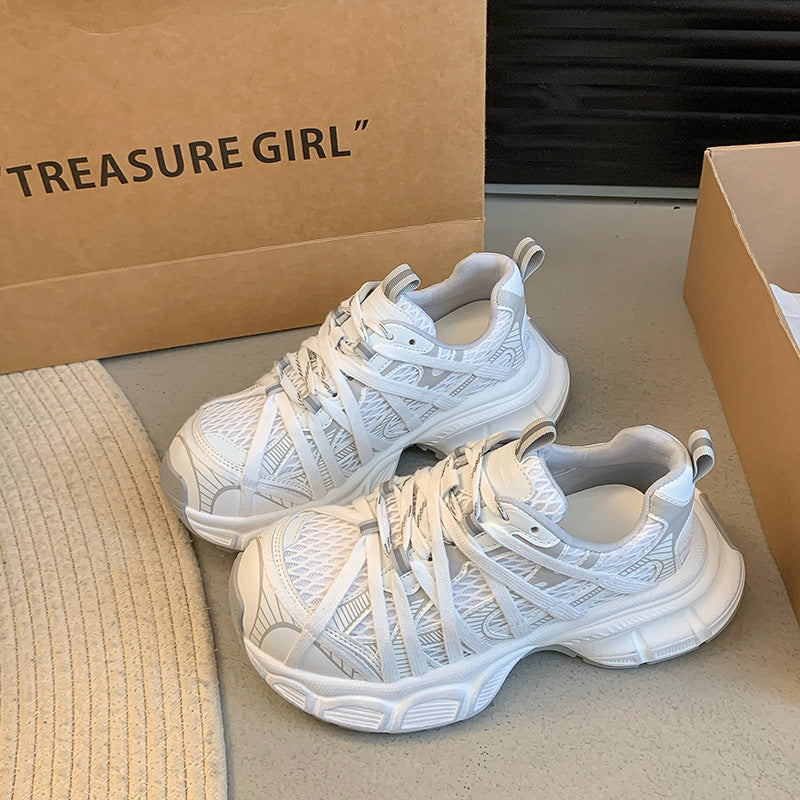 Breathable lace-up mesh sneakers - spring's hottest new trend: versatile dad shoes with a street-style round toe for fashionable casual wear