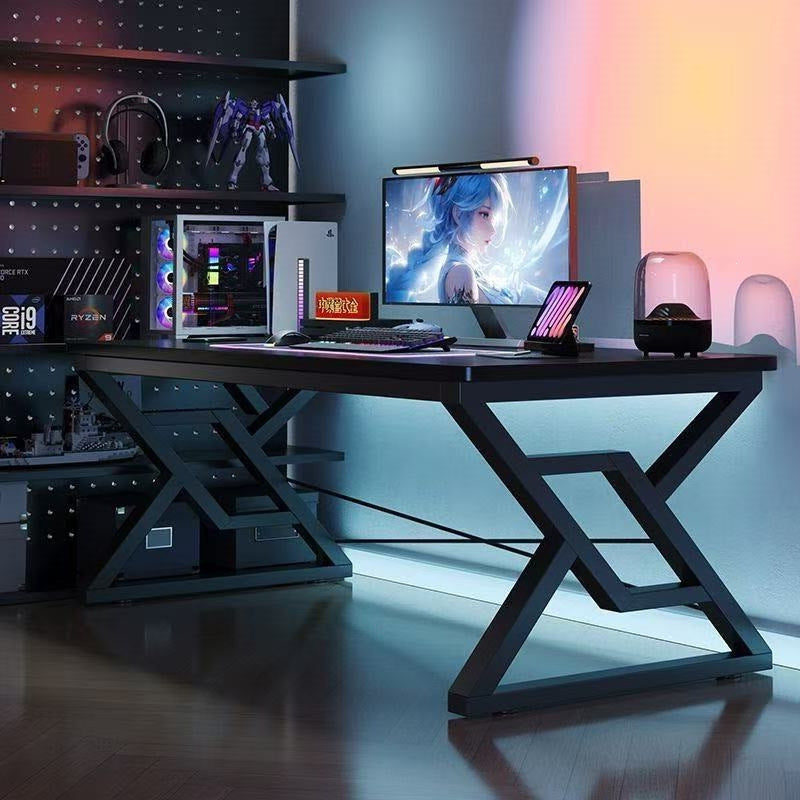 Desk, bedroom, gaming desk, study/writing desk, computer desk with cable management, wide desktop, thickened and reinforced table