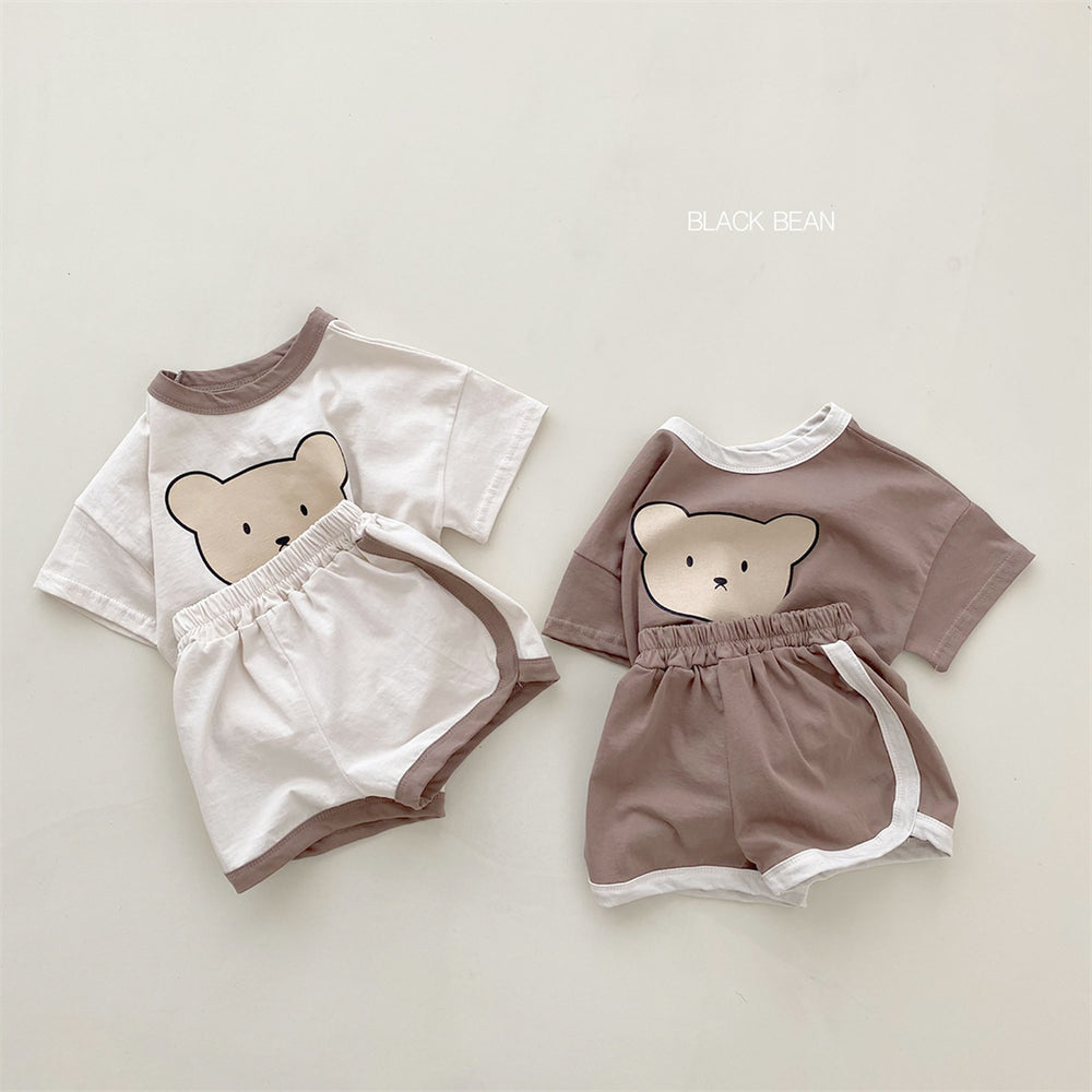 Summer korean style baby outfit set for 0-4 years old, ins-inspired loungewear for boys and girls, pure cotton breathable two-piece set