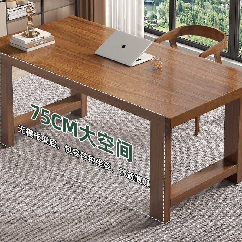 Solid wood desk - rectangular computer desk for bedroom, home office, and study - ideal for middle school students and workspaces