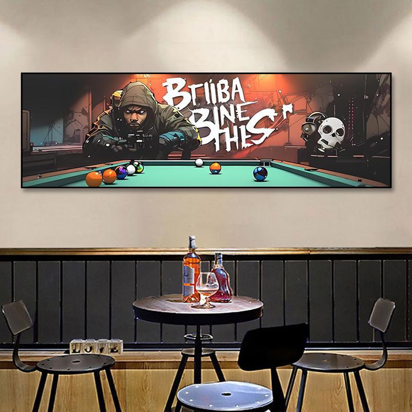 Billiard room decorative painting industrial style bar KTV box hanging painting entertainment club pool hall graffiti billiards mural
