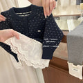 Girls' outfit:  autumn new lace trim sweater cardigan and scrunch socks two-piece set
