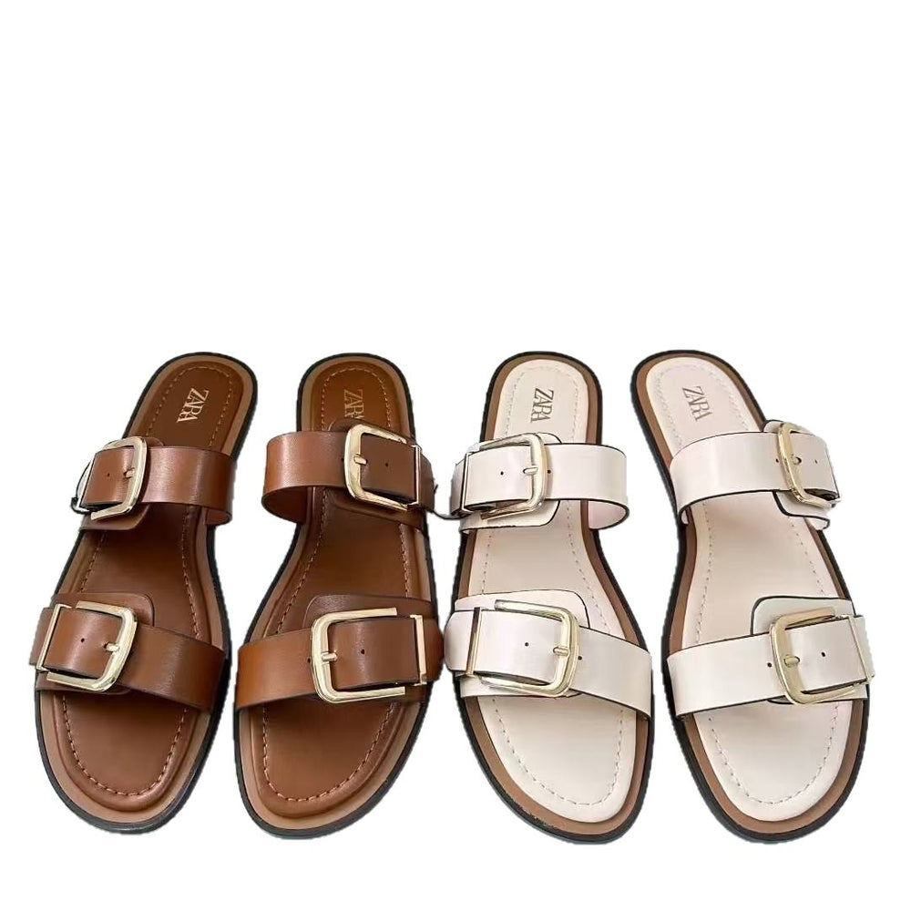Za high heels for women spring summer 2025 new arrival baotou fashion sandals stiletto belt buckle pointed toe back hollow flats