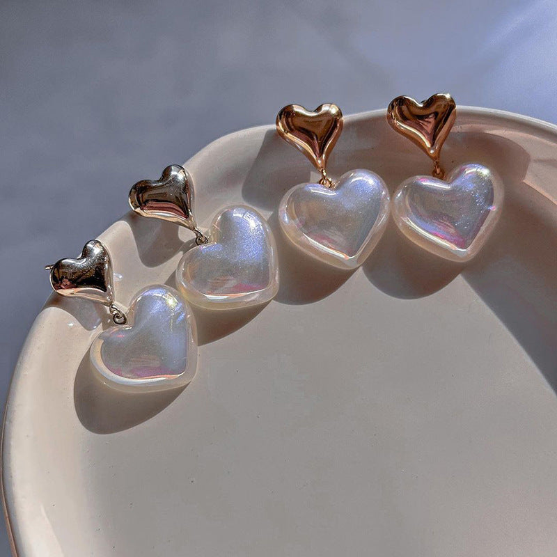 Wholesale heart earrings: european & american cross-border fashion jewelry, versatile alloy dangle earrings, niche & affordable luxury acrylic stud earrings for women
