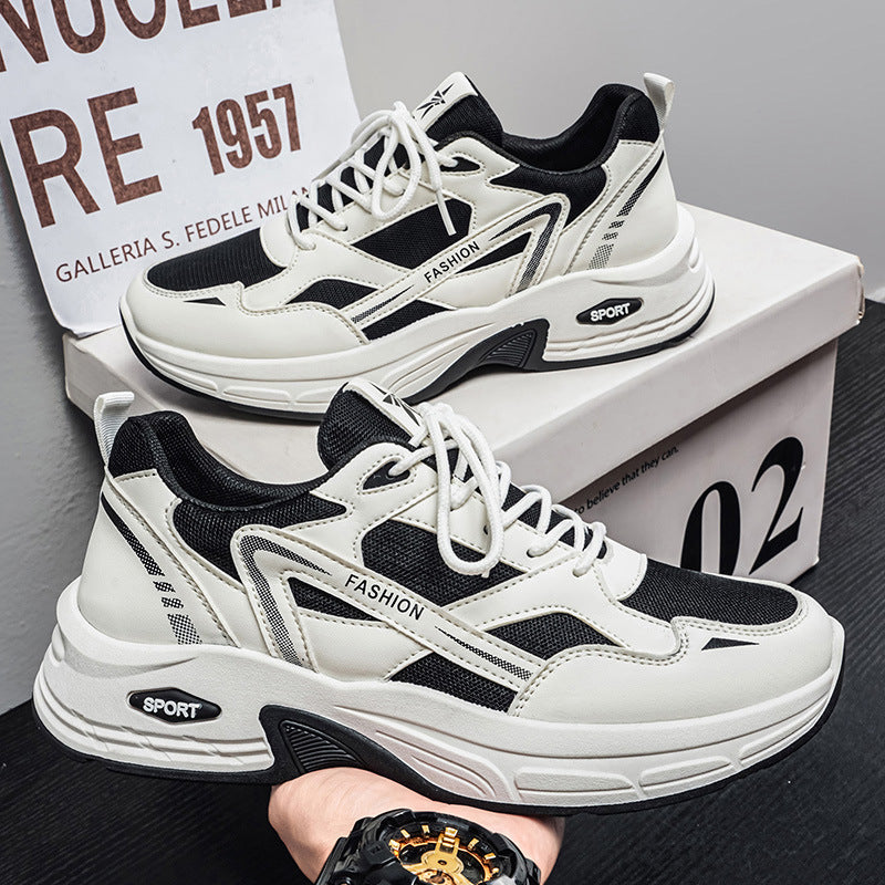 Men's athletic shoes - 2026 new summer collection - breathable mesh sneakers for men - thick-soled running shoes - dad shoes for students