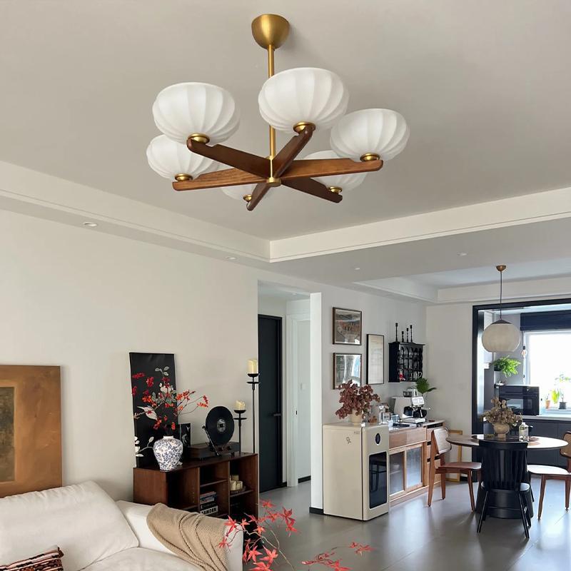 Vintage French living room light Atmospheric American dining room study eye protection light Walnut high-end bedroom chandelier