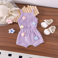 Children's clothing  fashion children's clothing cross-border stereo flower purple suspender top + shorts