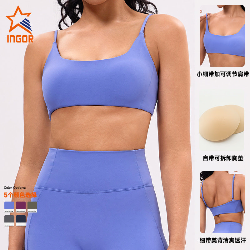 Sports intimates women's beautiful back anti-sagging yoga outwear breast pad high outdoor running bra fitness yoga tops