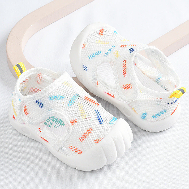 Baby sandals for boys, summer first walker shoes, 0-1-2 years old infant anti-slip soft sole mesh shoes for babies and toddlers, baby girl shoes