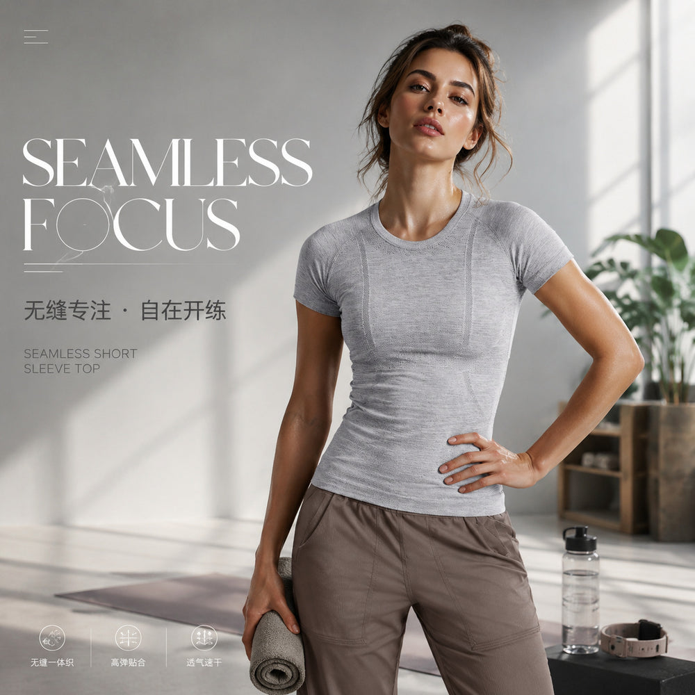 Spring/summer new women's short-sleeve crew neck sports t-shirt - running, fitness, slim-fit, breathable yoga top - s2067