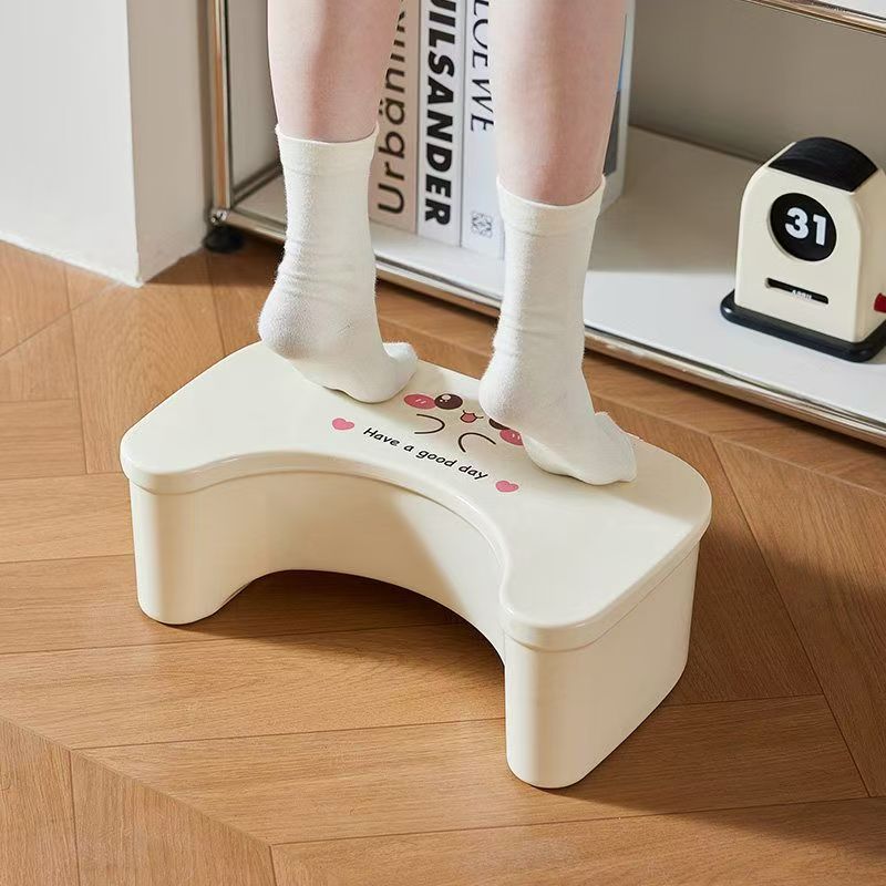 Cartoon collapsible toilet stool - kids' step stool, home use, thickened, non-slip toilet footrest, storage stool