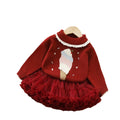 Girls' knit sweater set - new autumn/winter  collection: chic baby pullover with lace collar, long-sleeved base layer knitwear