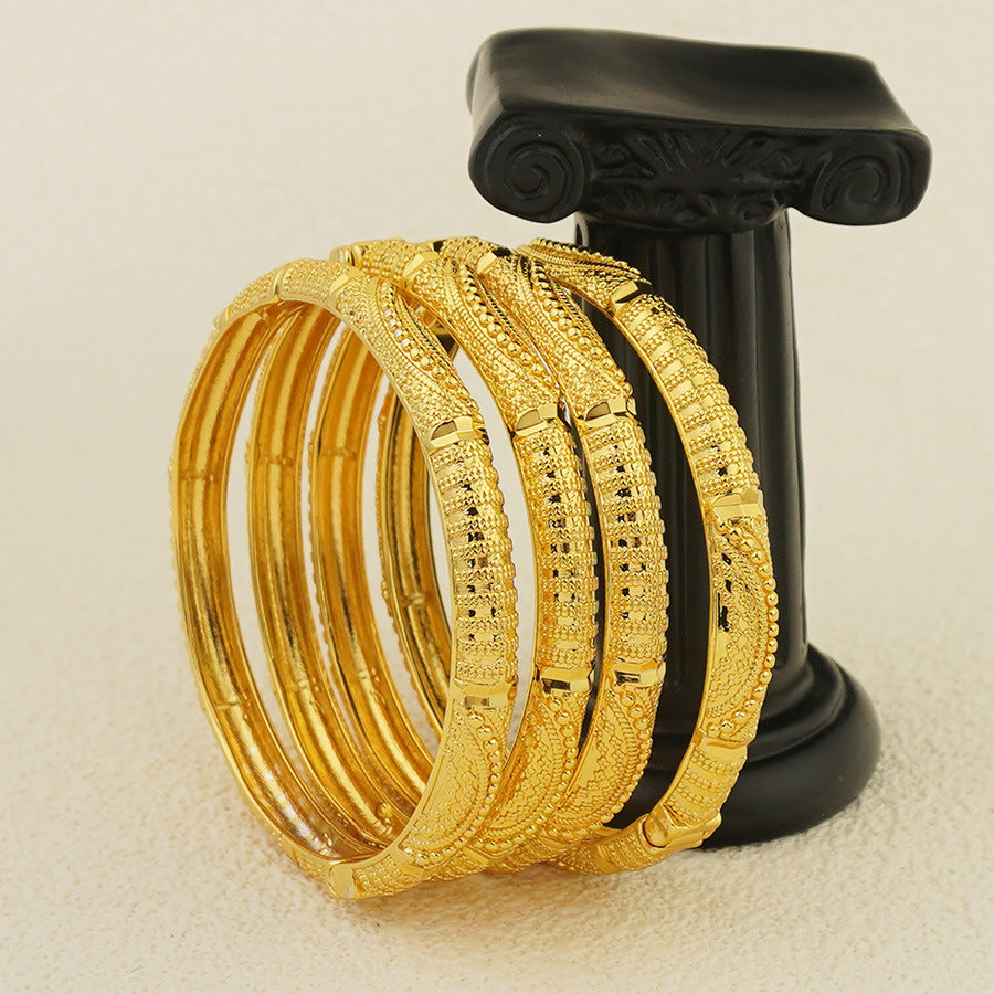 middle eastern 24k gold-plated copper sanskrit bangle for women, suitable for brides, weddings, parties, and everyday wear