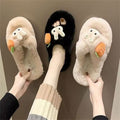 New arrival rabbit fur slippers outwear cute plaidheattechbest sellingwinter cotton slippers crossfashioneasiest for match