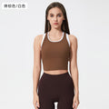 Contrast color racerback yoga tank top - women's shockproof, anti-sag, high-impact, push-up sleeveless sports fitness top d25055