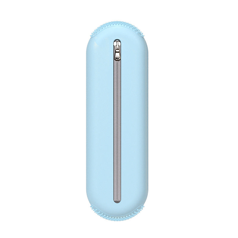 Silicone makeup brush with mirror Storage bag Portable dust-proof travel bag Vertical waterproof makeup brush Cleaning kit