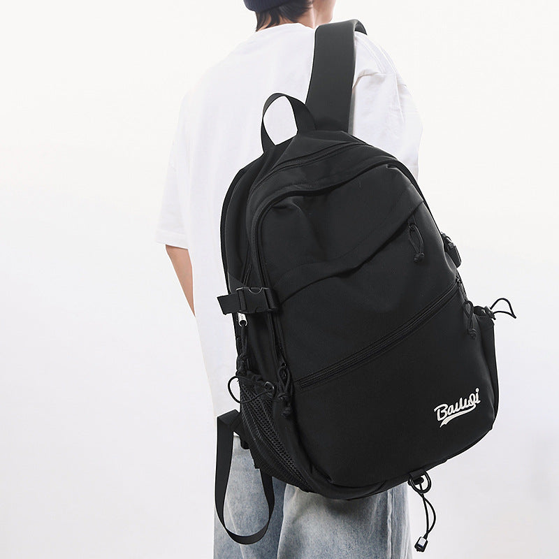 Backpack k-style pure color couple large and small travel backpack student large capacity water-repellent lightweight backpack wholesale