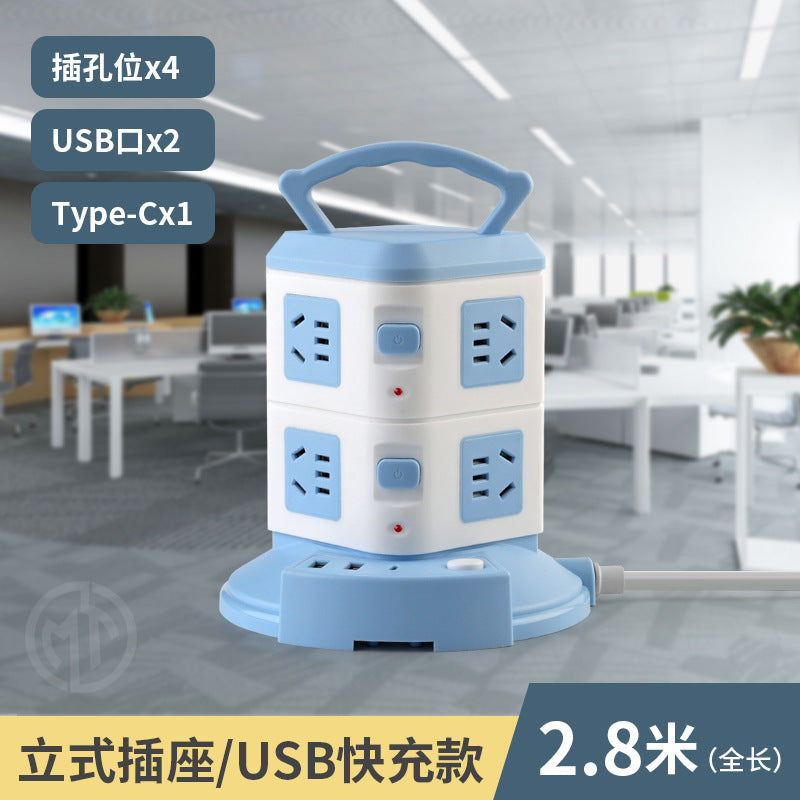 For homevertical socket panel multi-hole plug strip multi-function plug strip multi-purpose stereo plug strip with cable usb plug strip