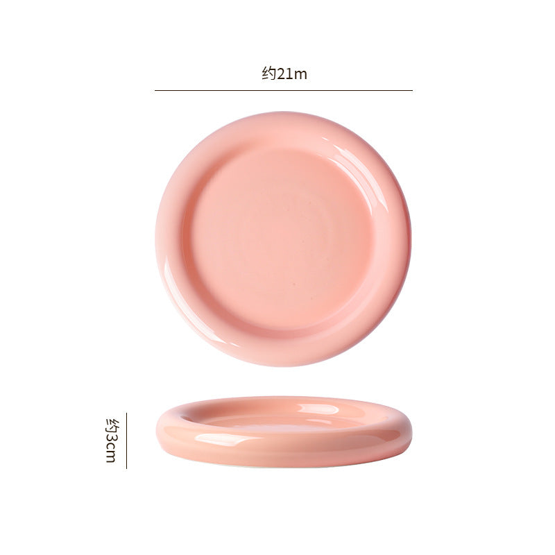 Minimalist & chic donut ceramic steak plate - high-end, aesthetic, and creative serving dish for restaurants & hotels - perfect for desserts & plating