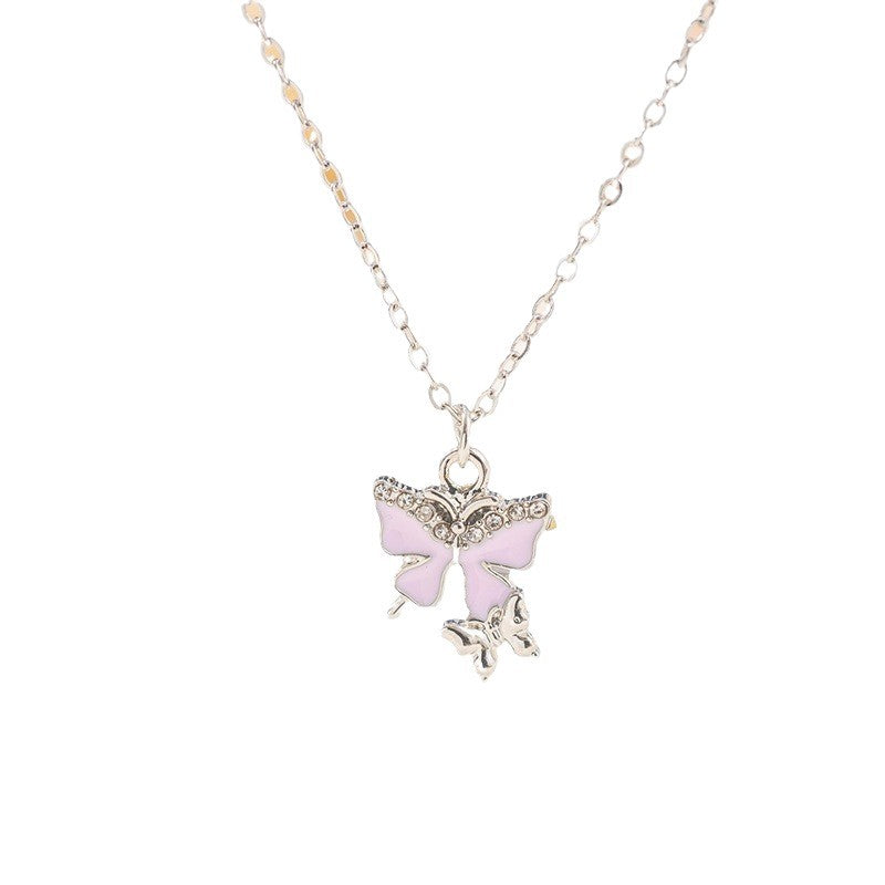2024 new cross-border e-commerce jewelry: versatile diamond-studded butterfly pendant women's alloy rabbit necklace - wholesale