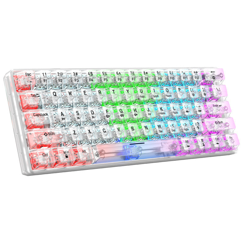 Dazzling silver fox k30 transparent wired mechanical keyboard - hot-swappable, customizable, illuminated, for office, gaming, and esports - transparent keycaps