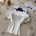 Old money style knittingcasualpure colorcasual women's summereasiest for matchslimming look single breastedv neckwork clothingtops multi-color