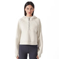 Fall and winterfleece-linedheattech yoga wear half-zip hooded sweatshirt outdoor fitness loose sports tops women's daw139