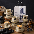 Japanese-style aesthetic ceramic cup and saucer set - rustic pottery coffee cup and saucer - creative handmade gift - funnel cup - afternoon tea cup