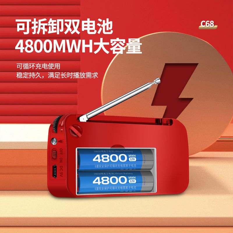 Jinzheng C68 Color Screen Dual SIM Radio MP3 Elderly Small Audio Card Speaker Portable Lighting Player