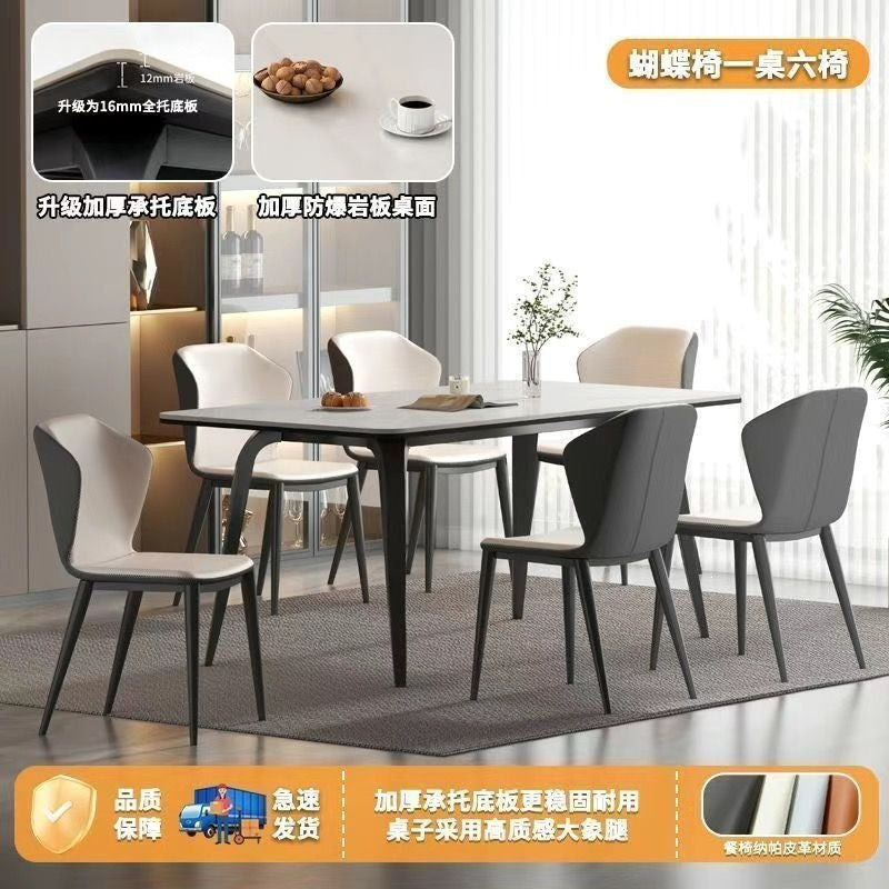Rock slab dining table for home fully supported dining table and chair combination italian normcoreclassy modern casual rectangular dining table