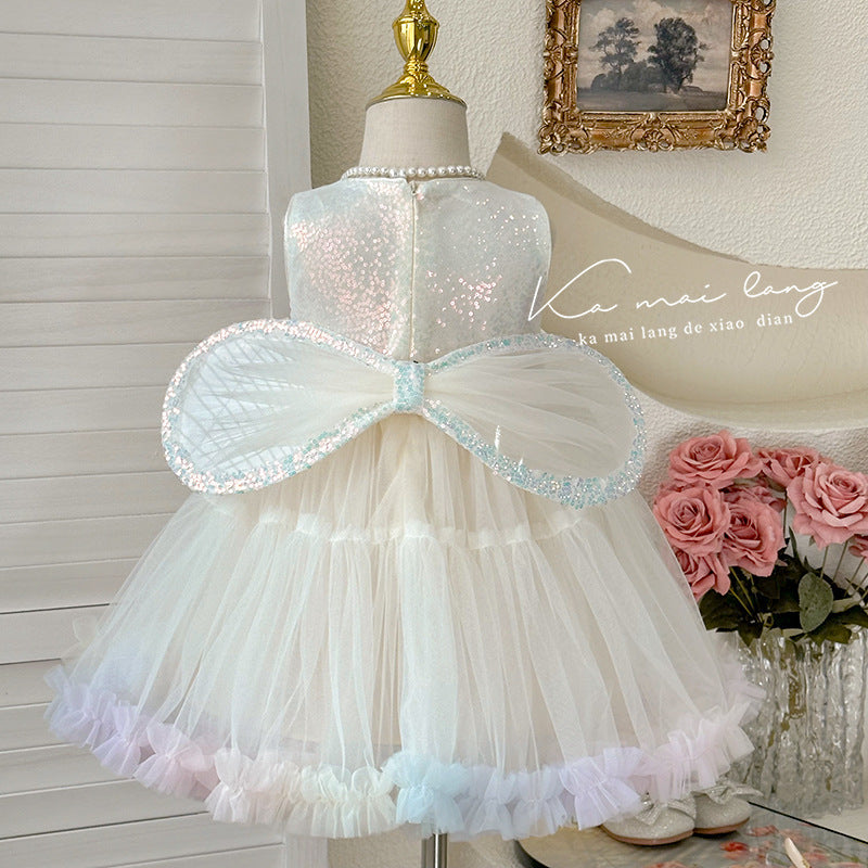 summer girls' dress - baby girl butterfly wing tulle fairy dress - birthday party dress - clearance sale (limited sizes available)