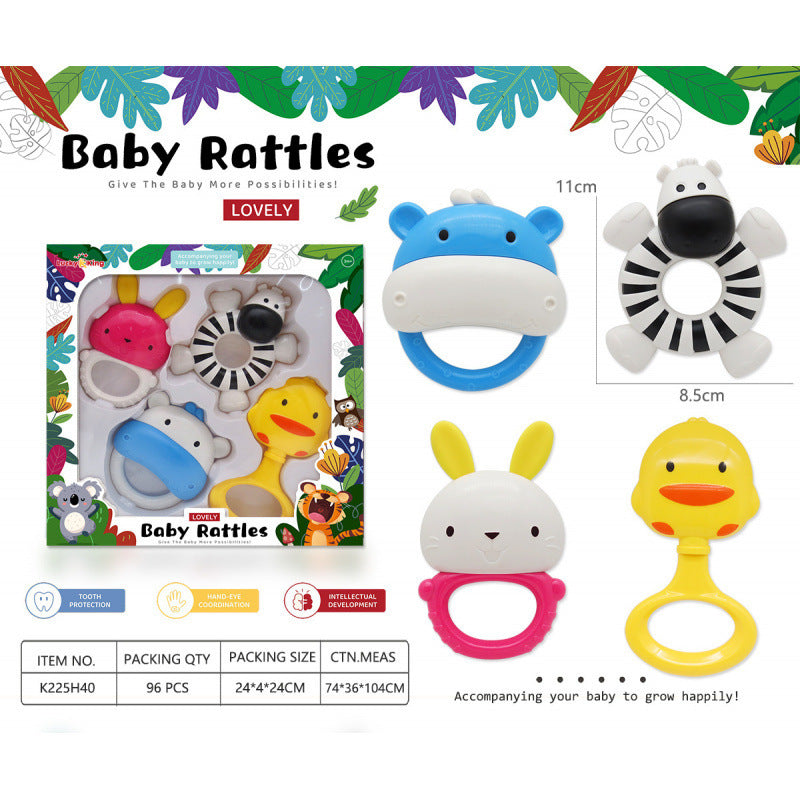 Cross-border export baby toys 0-1 years old gift box rattle set newborn baby soothing hand crank grip puzzle